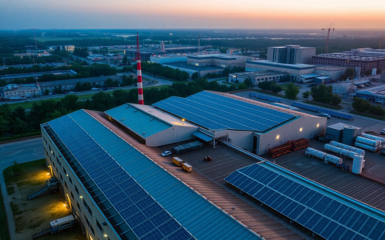 Rooftop solar installation on the manufacturing facility